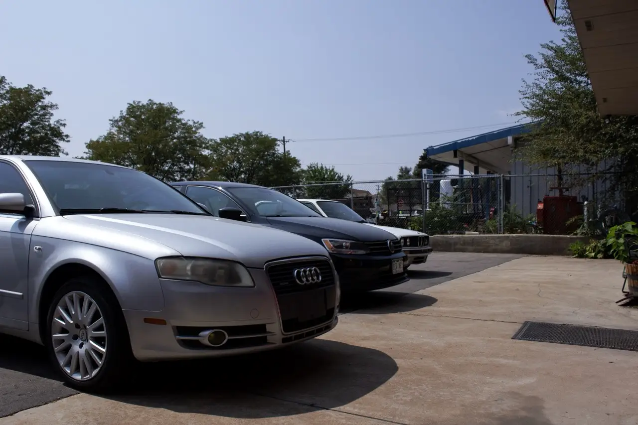 German Cars lined up in front of the shop